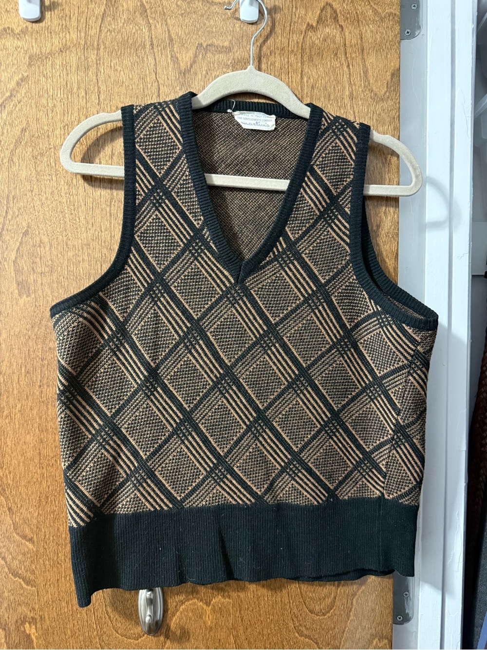 Vintage Martins Black and Brown Patterned V-Neck Sweater Vest